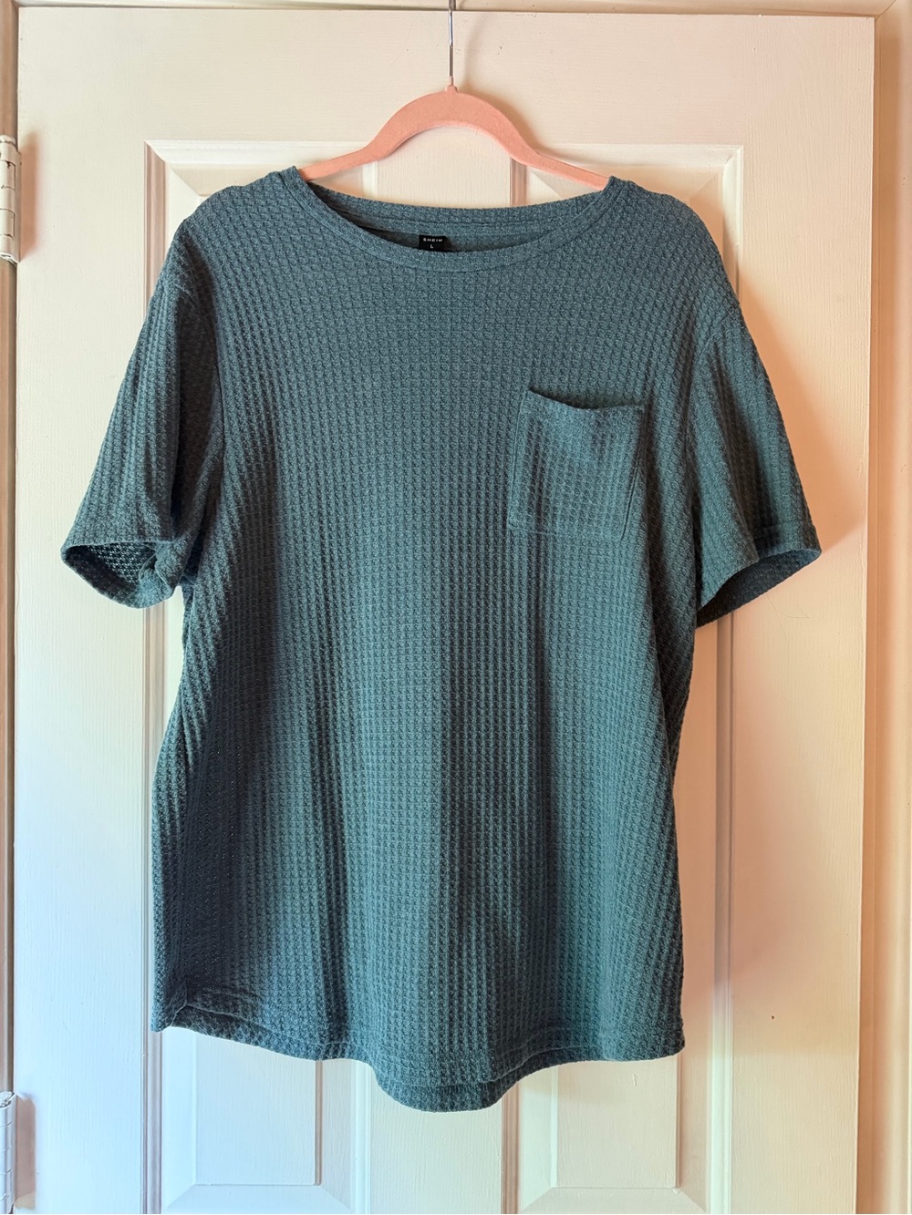 Textured Short-Sleeve Pocket T‑Shirt - Teal